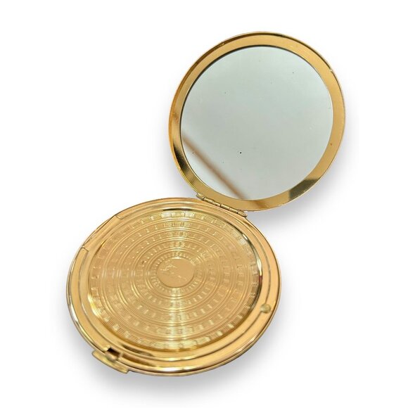 Vintage Elgin American Gold Tone Round Compact Mirror - Picture 3 of 5